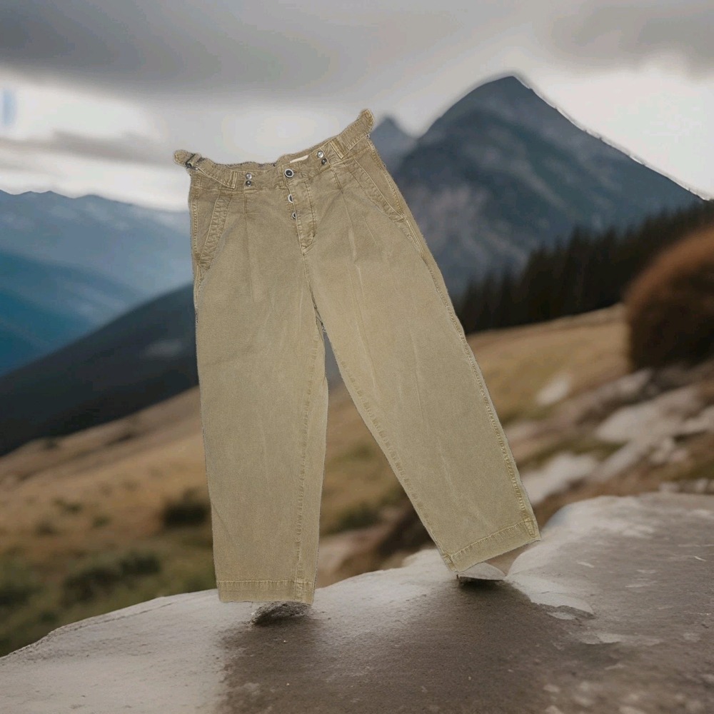 Women's By Anthropologie Slouched Trouser Jeans Tan Button Fly Size 28